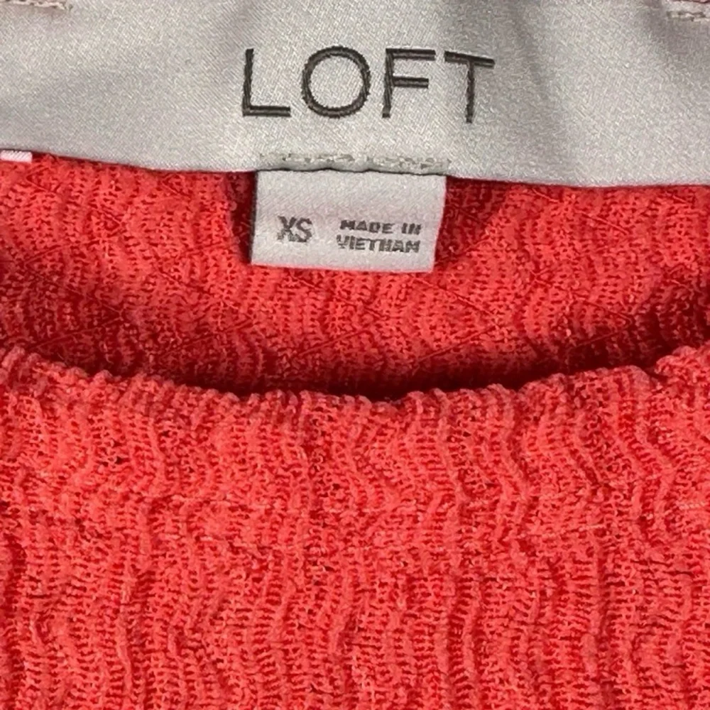 Loft Chic Petite Pleated Puff Sleeve Orange Knit Coral Long Sleeve‎ Top XS flaw
